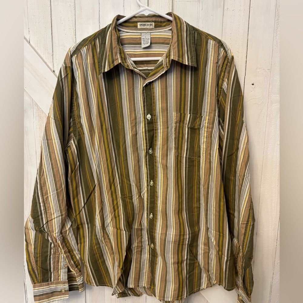 American Rag - Multi- Colored Striped Long Sleeved Button Down - Size Large